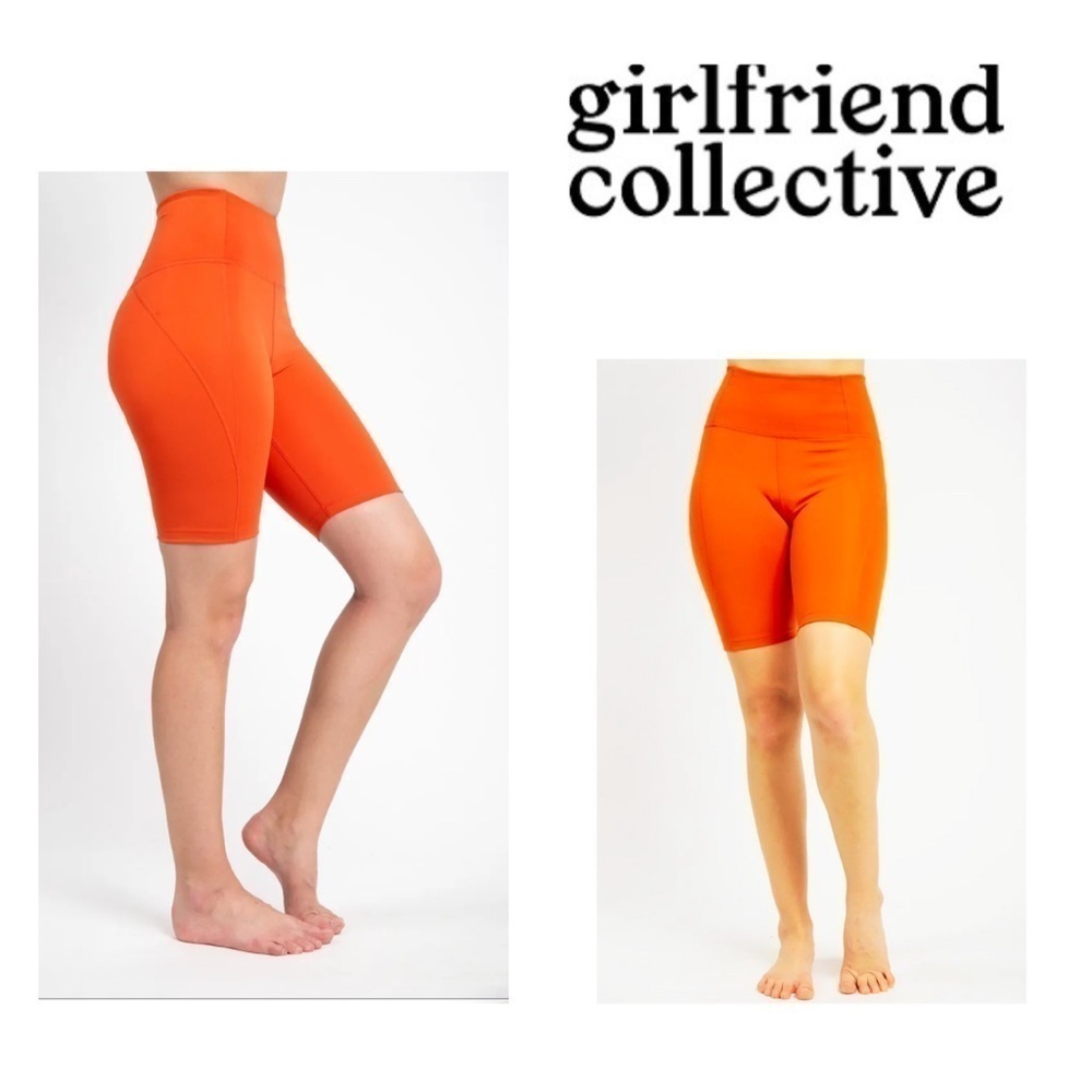 Girlfriend Collective High Rise Bike shorts in Orange - size small